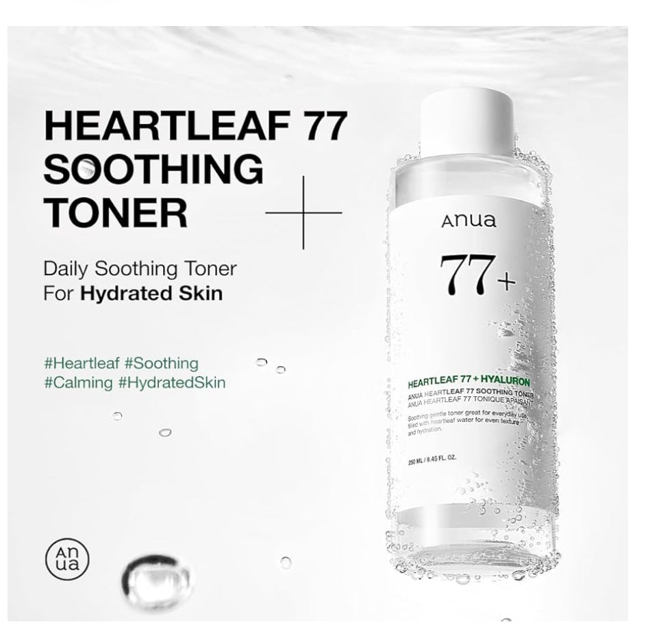 Anua Heartleaf 77 Soothing Toner I pH 5.5 Trouble Care Calming Skin Refreshing Hydrating Purifying Cruelty Free Vegan(250ml / 8.45 fl.oz.)
